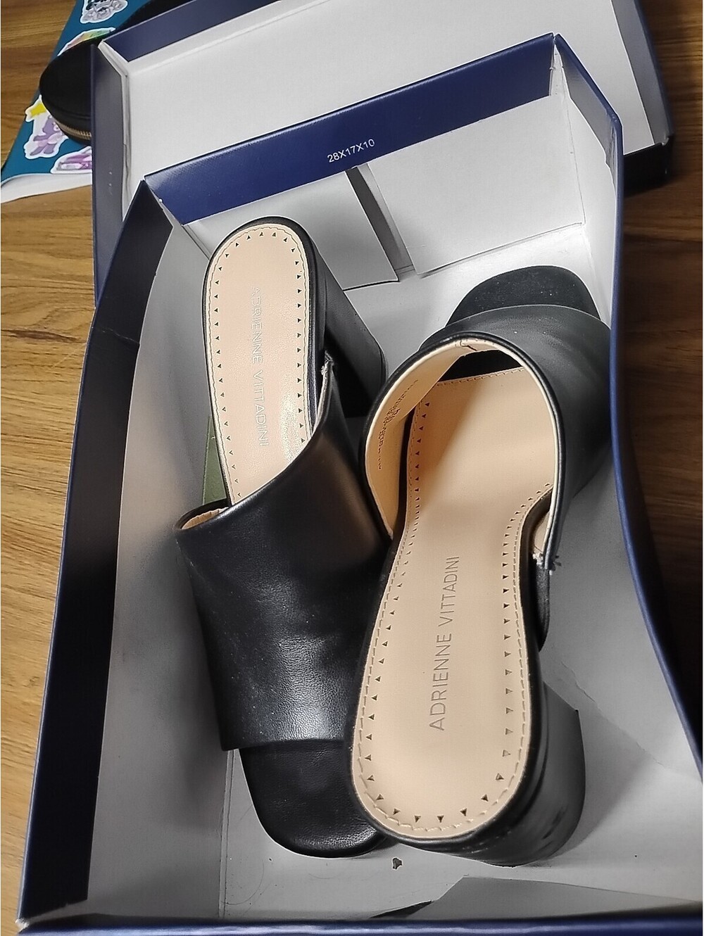 Adrienne Vittadini Women's Black Sandal Block Heel Slip-On Pumps